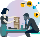 Illustration of two people on a table